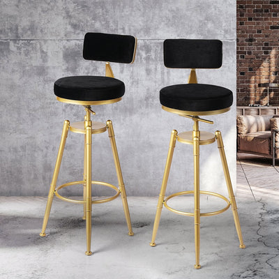 Levede Bar Stools Kitchen Stool Chair Swivel Barstools Velvet Padded Seat Black Payday Deals