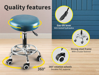 Levede Bar Stools Salon Stool Swivel Barber Dining Chair PU Hydraulic Lift Teal Payday Deals