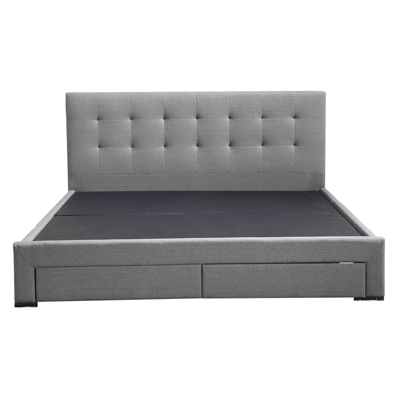 Levede Bed Frame Base With Storage Drawer Mattress Wooden Fabric Double Grey Payday Deals