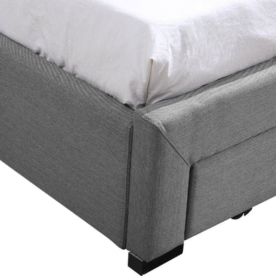 Levede Bed Frame Base With Storage Drawer Mattress Wooden Fabric Double Grey Payday Deals