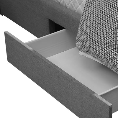 Levede Bed Frame Base With Storage Drawer Mattress Wooden Fabric Double Grey Payday Deals