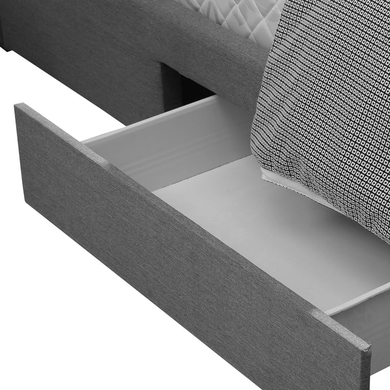 Levede Bed Frame Base With Storage Drawer Mattress Wooden Fabric Double Grey Payday Deals