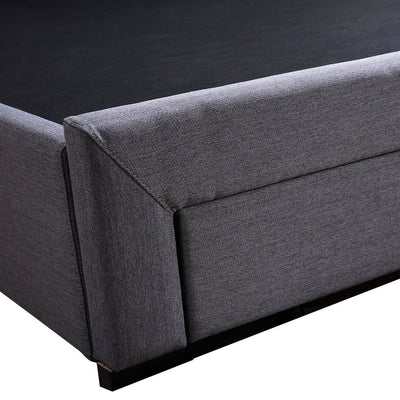 Levede Bed Frame Base With Storage Drawer Mattress Wooden Fabric Queen Dark Grey Payday Deals