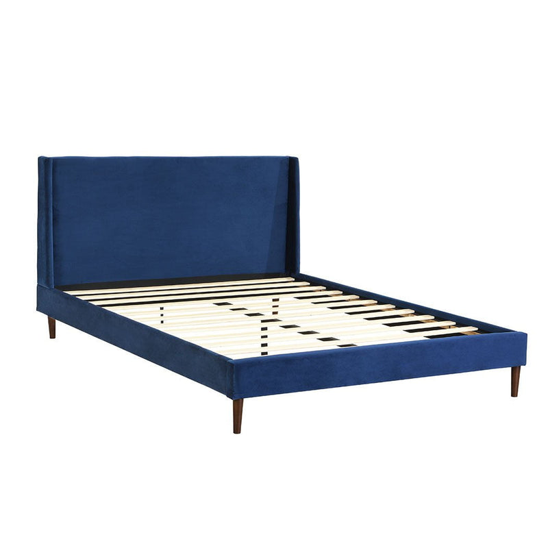 Levede Bed Frame Queen Size Mattress Base Platform Wooden Velevt Headboard Blue Payday Deals