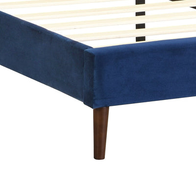 Levede Bed Frame Queen Size Mattress Base Platform Wooden Velevt Headboard Blue Payday Deals