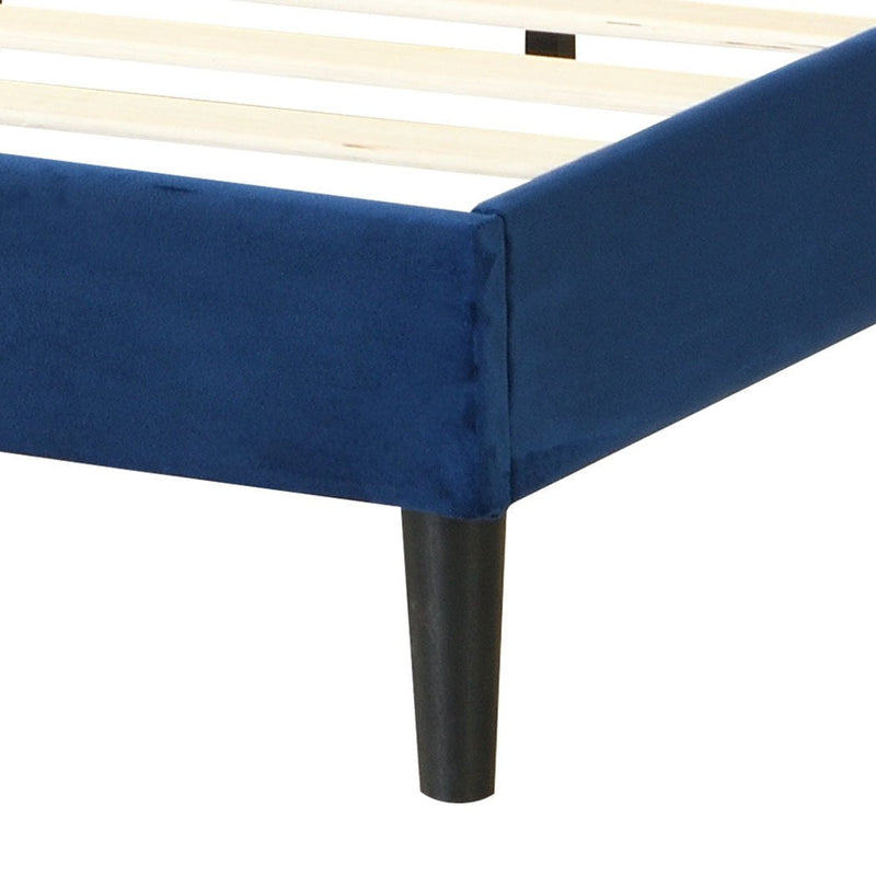 Levede Bed Frame Queen Size Mattress Base Platform Wooden Velevt Headboard Blue Payday Deals