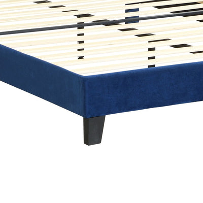 Levede Bed Frame Queen Size Mattress Base Platform Wooden Velevt Headboard Blue Payday Deals