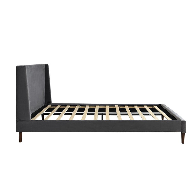 Levede Bed Frame Queen Size Mattress Base Platform Wooden Velevt Headboard Grey Payday Deals