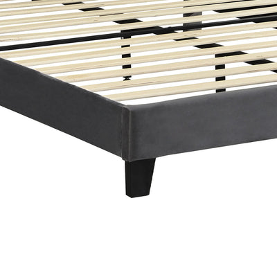 Levede Bed Frame Queen Size Mattress Base Platform Wooden Velevt Headboard Grey Payday Deals