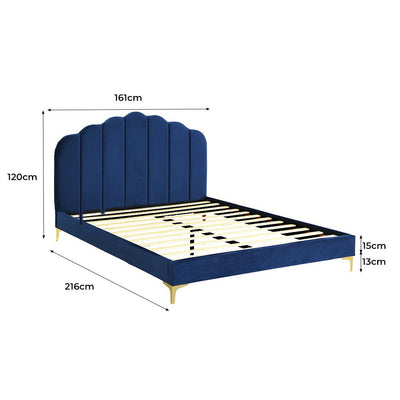 Levede Bed Frame Queen Size Mattress Base Platform Wooden Velevt Headboard Grey Payday Deals