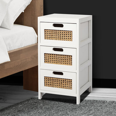 Levede Bedside Tables Drawers Side Table Paulownia Wood Storage Cabinet White Payday Deals