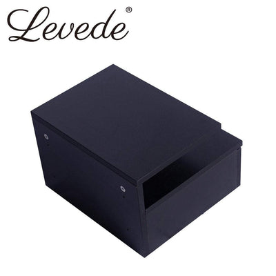 Levede Bedside Tables LED Side Table Storage Drawer Floating Nightstand Black X2 Payday Deals