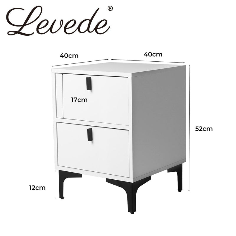 Levede Bedside Tables Side Table Bedroom Nightstand 2 Drawers Storage Cabinet Payday Deals