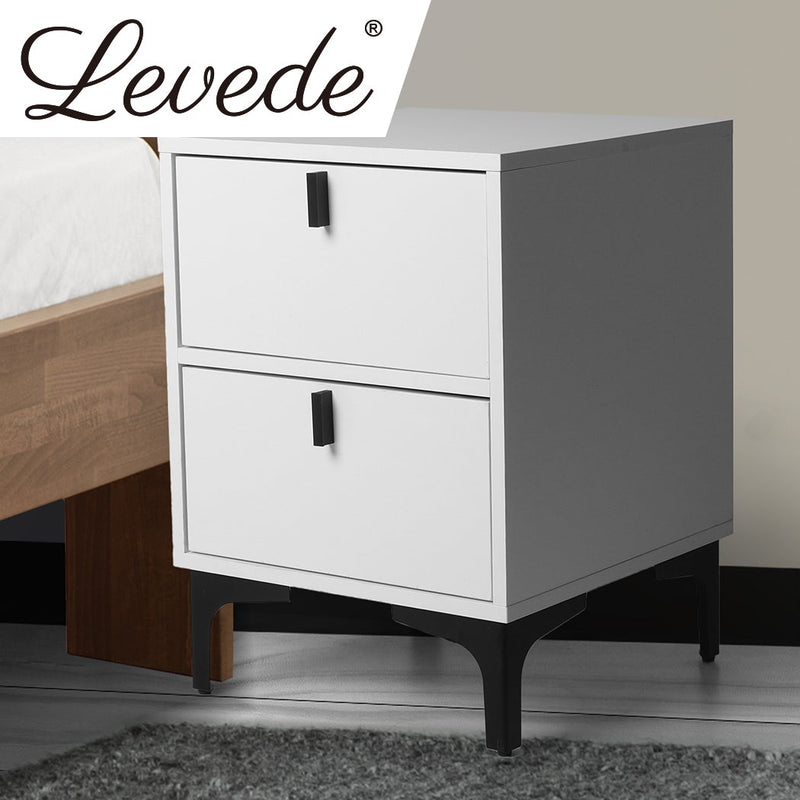 Levede Bedside Tables Side Table Bedroom Nightstand 2 Drawers Storage Cabinet Payday Deals