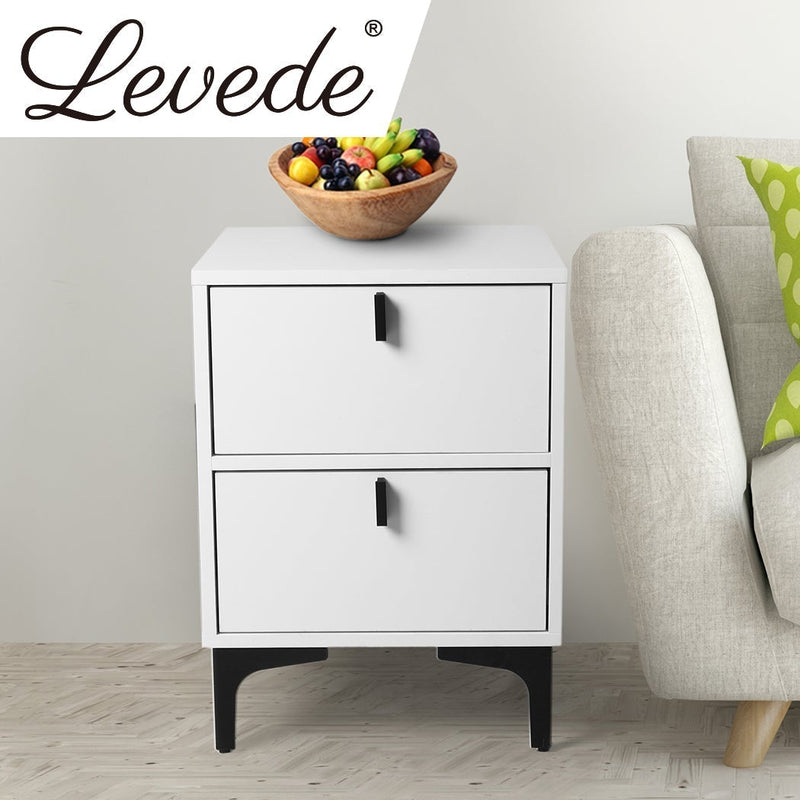 Levede Bedside Tables Side Table Bedroom Nightstand 2 Drawers Storage Cabinet Payday Deals