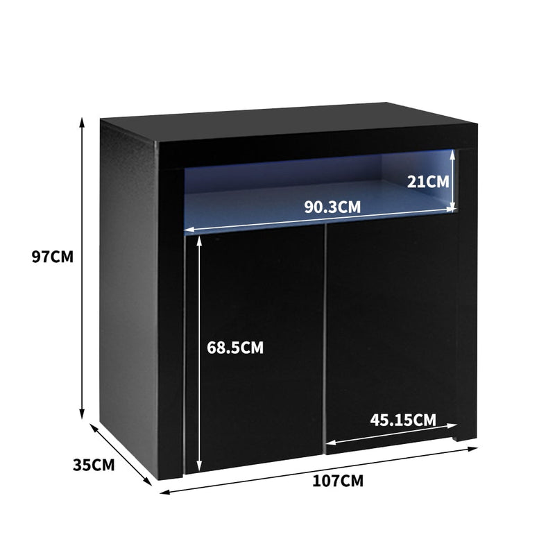 Levede Buffet Sideboard Storage Cabinet Modern High Gloss Furniture LED Black Payday Deals