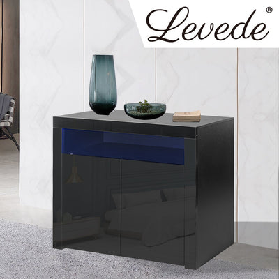 Levede Buffet Sideboard Storage Cabinet Modern High Gloss Furniture LED Black Payday Deals