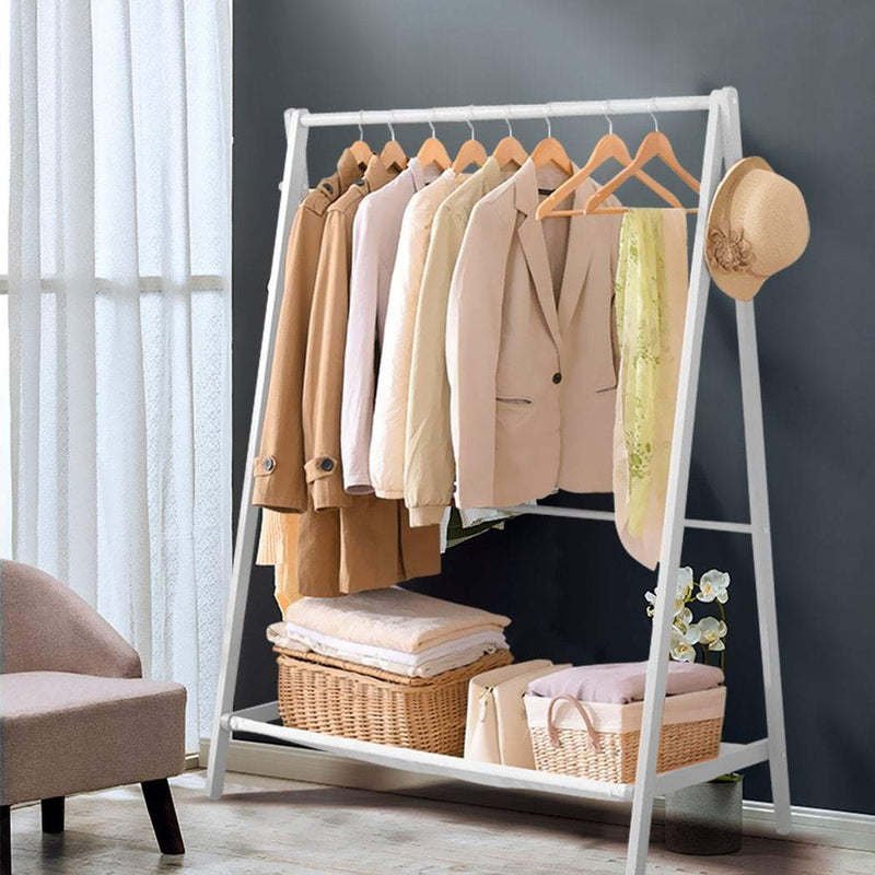 Levede Clothes Rack Wooden Garment Hanging Stand Closet Storage Organiser Shelf Payday Deals