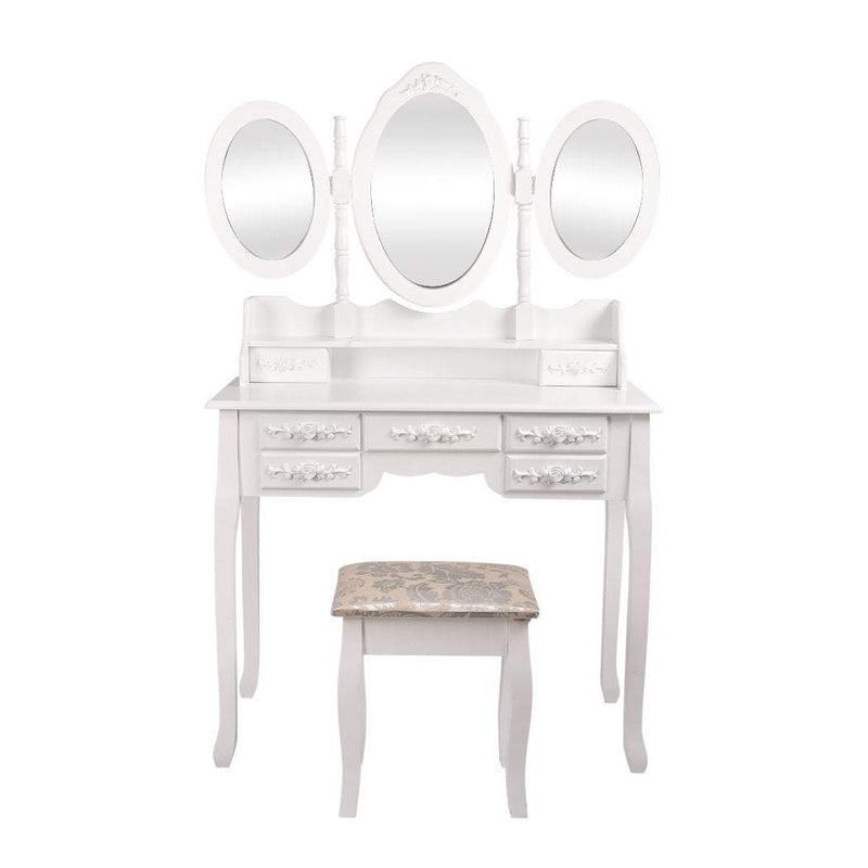 Levede Dressing Table Jewellery Organiser Mirror Makeup Drawer Bedroom Furniture Payday Deals