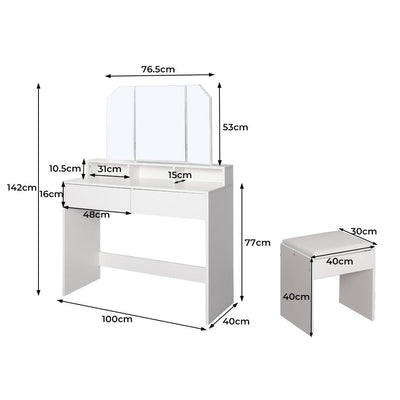 Levede Dressing Table Stool Foldable Mirror Jewellery Cabinet Makeup Storage Payday Deals