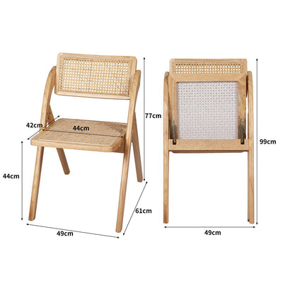 Levede Foldable Single Deck Chair Solid Wood Rubberwood Rattan Lounge Seat Payday Deals