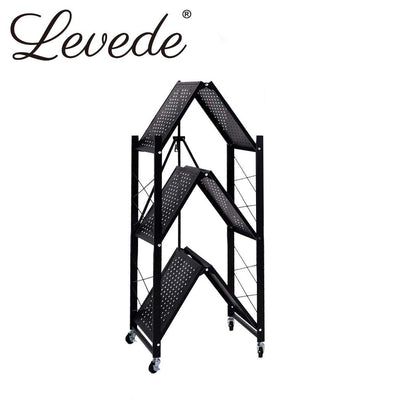 Levede Foldable Storage Shelf Display Rack Bookshelf Bookcase Wheel Collapsible Payday Deals