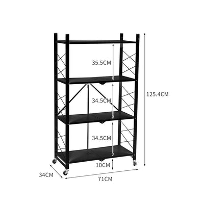 Levede Foldable Storage Shelf Display Rack Bookshelf Bookcase Wheel Collapsible Payday Deals