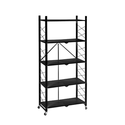 Levede Foldable Storage Shelf Display Rack Bookshelf Bookcase Wheel Collapsible