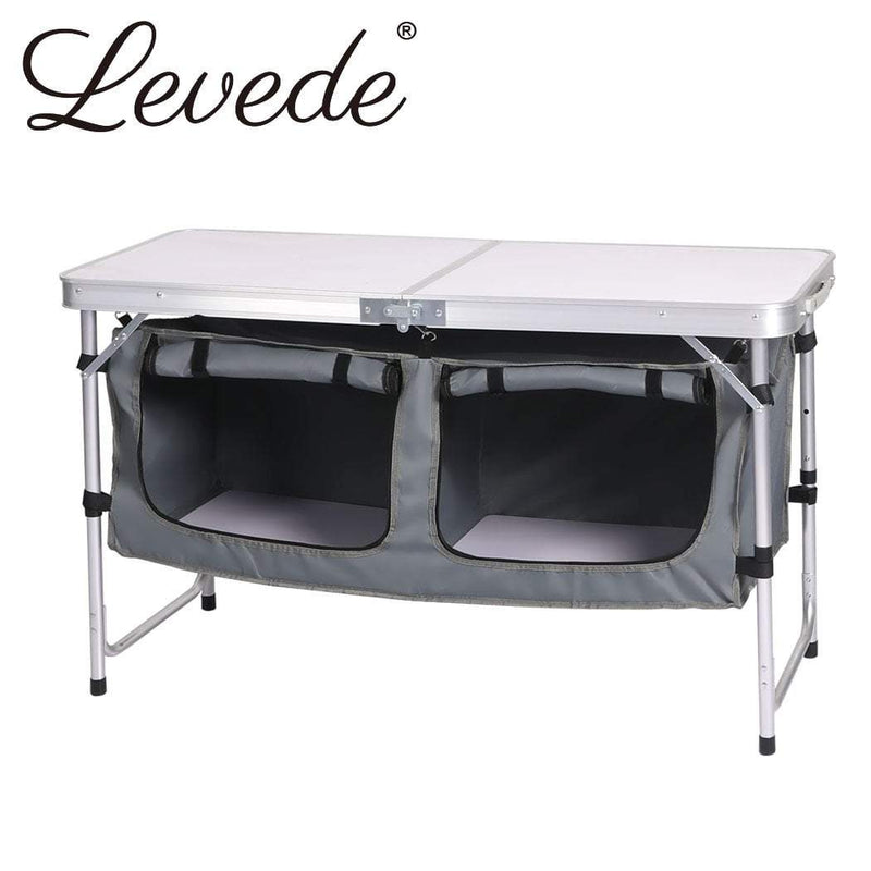 Levede Folding Camping Table Aluminium Portable Picnic Outdoor Storage Organizer Payday Deals