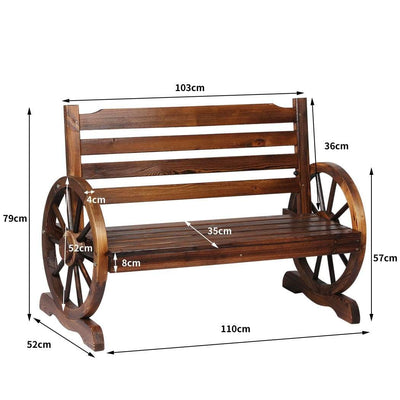 Levede Garden Bench Wooden Wagon Seat Outdoor Chair Lounge Patio Furniture Payday Deals