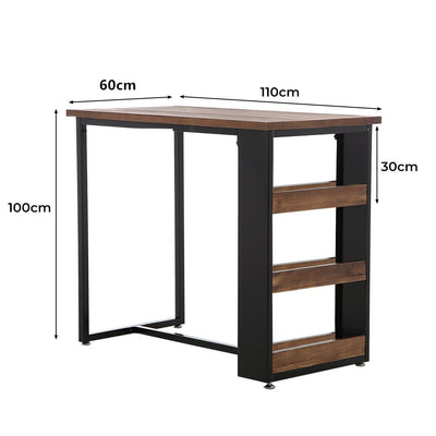 Levede High Bar Table Industrial Pub Table With 3-Tier Storage Shelf Solid Wood Payday Deals