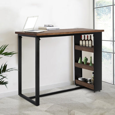 Levede High Bar Table Industrial Pub Table With 3-Tier Storage Shelf Solid Wood Payday Deals