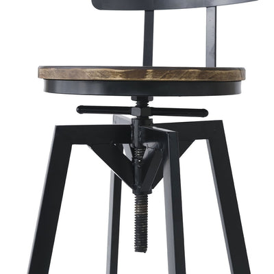 Levede Industrial Adjustable Swivel Bar Stools With Back Wood Counter Chairs x1 Payday Deals