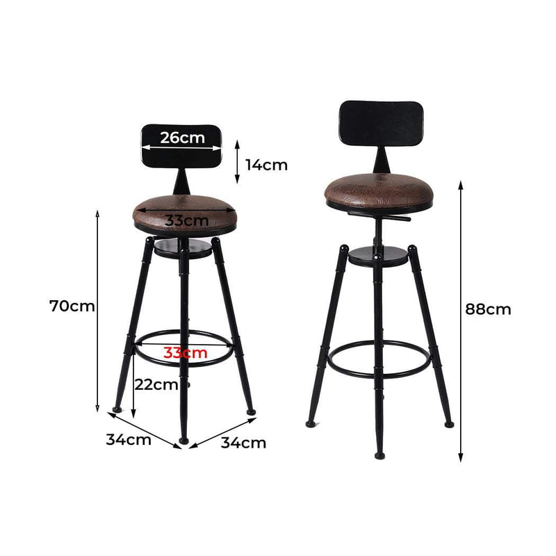 Levede Industrial Bar Stools Kitchen Stool PU Leather Barstools Swivel Chair Payday Deals