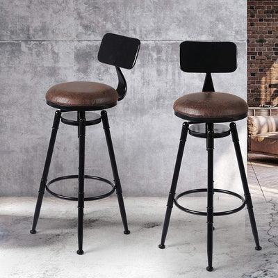 Levede Industrial Bar Stools Kitchen Stool PU Leather Barstools Swivel Chair Payday Deals