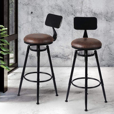 Levede Industrial Bar Stools Kitchen Stool PU Leather Barstools Swivel Chair Payday Deals