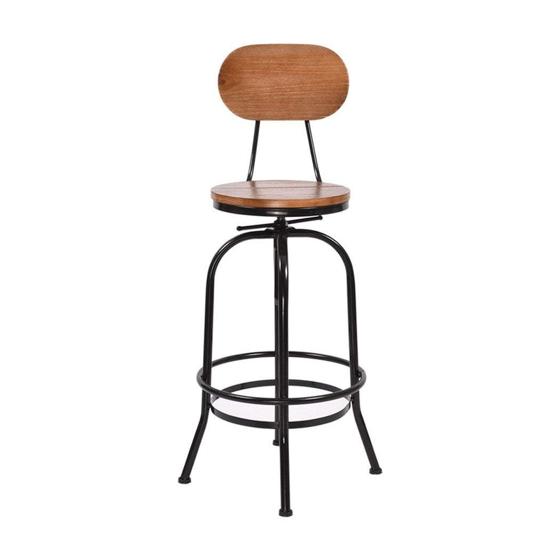 Levede Industrial Bar Stools Kitchen Stool Wooden Barstools Swivel Vintage Chair Payday Deals
