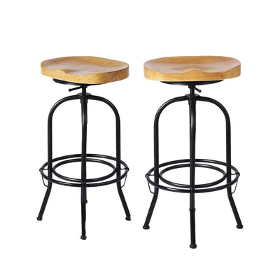 Levede Industrial Bar Stools Kitchen Stool Wooden Barstools Swivel Vintage Chair Payday Deals