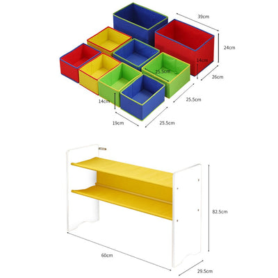 Levede Kids Toy Box 9 Bins Storage Rack Organiser Wooden Bookcase 3 Tier White Payday Deals