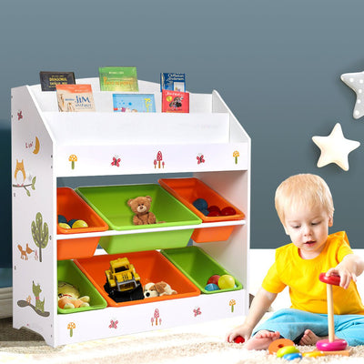 Levede Kids Toy Box Organiser Bookshelf 6 Bins Display Shelf Storage Rack Drawer Payday Deals