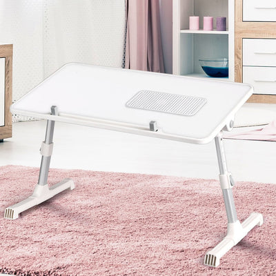 Levede Laptop Desk Computer Stand Table Foldable Tray Fan Adjustable Sofa White Payday Deals