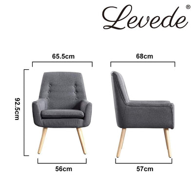 Levede Luxury Upholstered Armchair Dining Chair Single Accent Sofa Padded Fabric Payday Deals