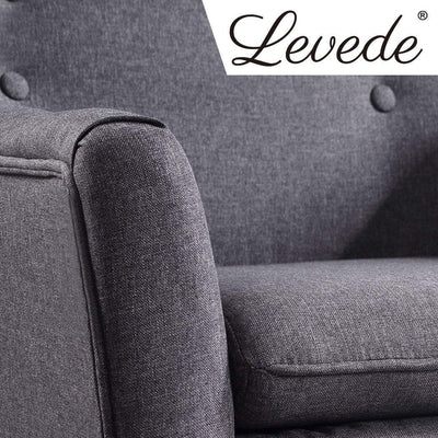 Levede Luxury Upholstered Armchair Dining Chair Single Accent Sofa Padded Fabric Payday Deals