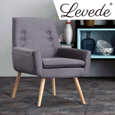 Levede Luxury Upholstered Armchair Dining Chair Single Accent Sofa Padded Fabric Payday Deals