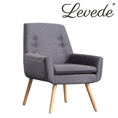 Levede Luxury Upholstered Armchair Dining Chair Single Accent Sofa Padded Fabric