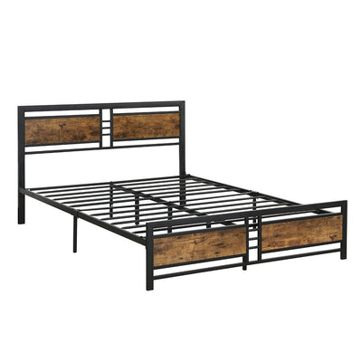 Levede Metal Bed Frame Double Size Mattress Base Platform Wooden Headboard Black