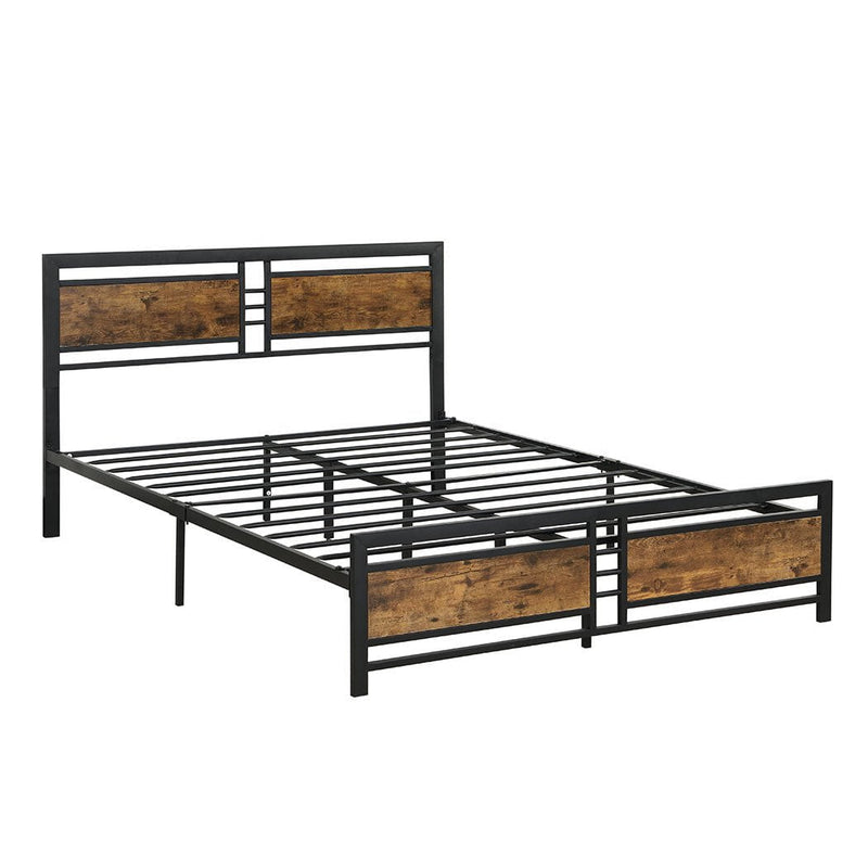 Levede Metal Bed Frame Double Size Mattress Base Platform Wooden Headboard Black Payday Deals