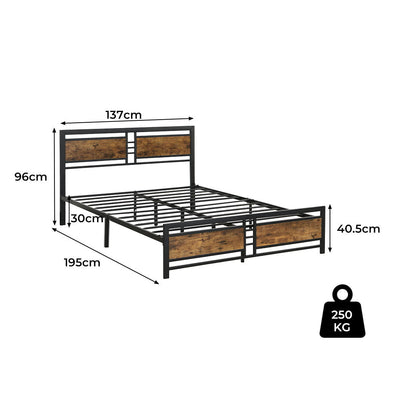 Levede Metal Bed Frame Double Size Mattress Base Platform Wooden Headboard Black Payday Deals