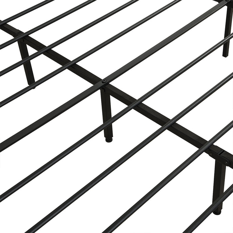 Levede Metal Bed Frame Double Size Mattress Base Platform Wooden Headboard Black Payday Deals