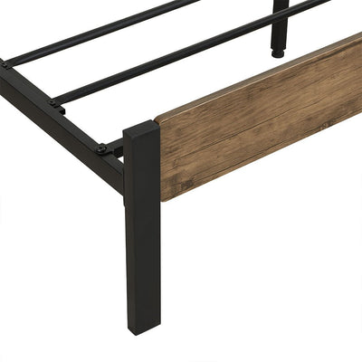 Levede Metal Bed Frame Double Size Mattress Base Platform Wooden Headboard Brown Payday Deals